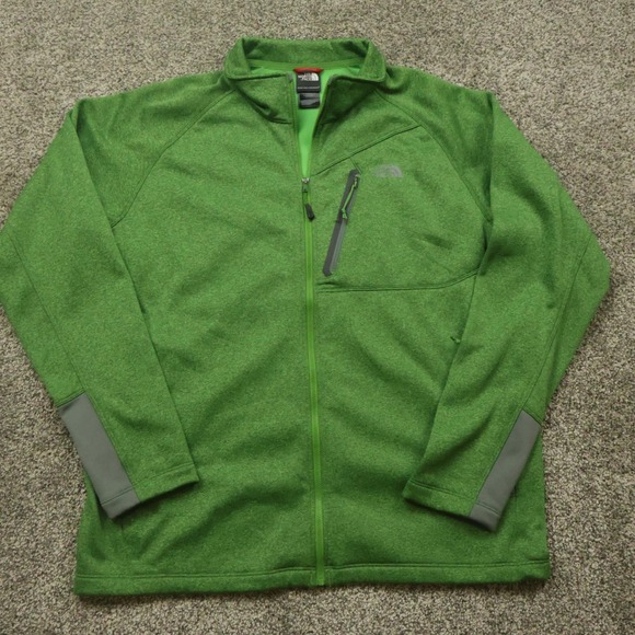 North Face jacket Mens XL Green Heathered Full Zip pocket Fleece Lined bright - Picture 1 of 9